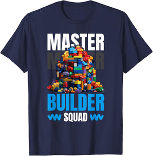 Master Builder Bricks Blocks Play Toys T-Shirt - T-Shirt | Navy