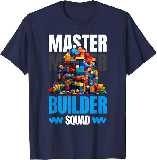 Master Builder Bricks Blocks Play Toys T-Shirt - T-Shirt | Navy