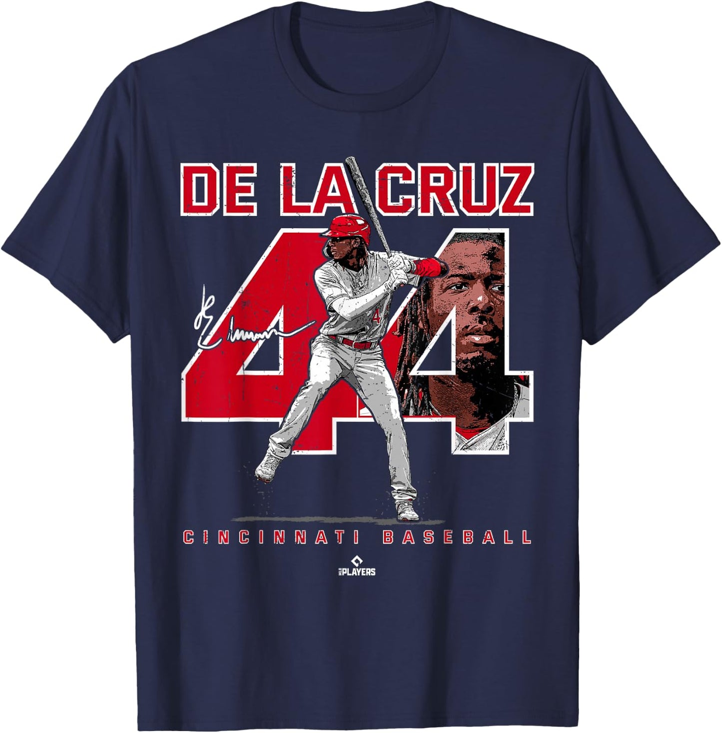 BallPark MVP -Adult Black Baseball Player - Small - Short Sleeve - - Cincinnati - Elly De La Cruz T-Shirt - T-Shirt | Navy