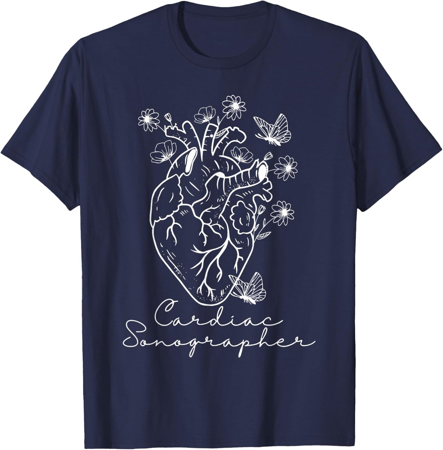 Anatomical Heart Cardiac Sonographer RDCS Echocardiographer T-Shirt - T-Shirt | Navy
