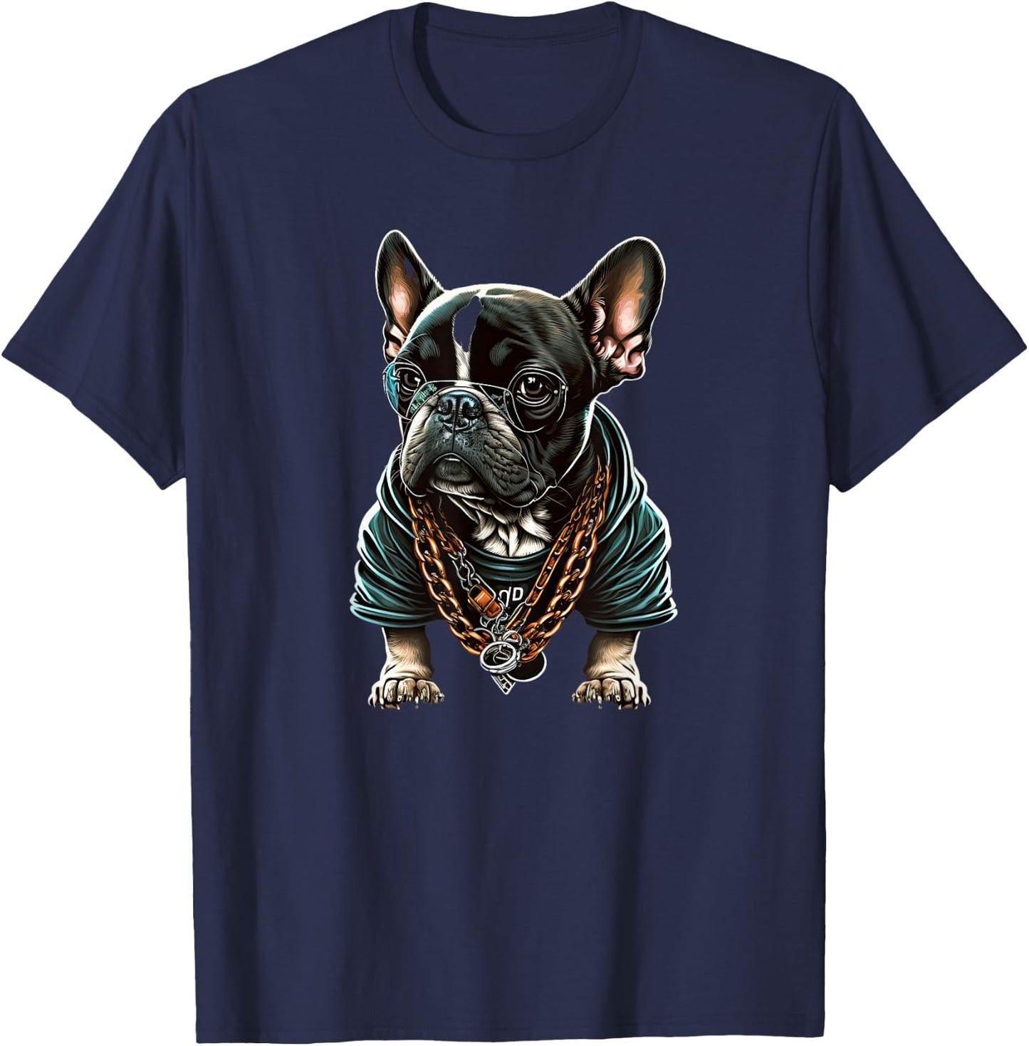 Funny French Bulldog Frenchie Rap hip hop R&B T-Shirt - T-Shirt | Navy