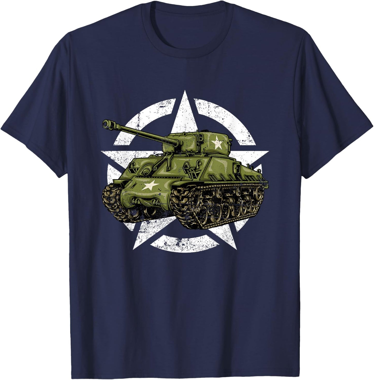 Sherman M4 World War 2 Army Tank Vintage Tank a Military Boy T-Shirt - T-Shirt | Navy