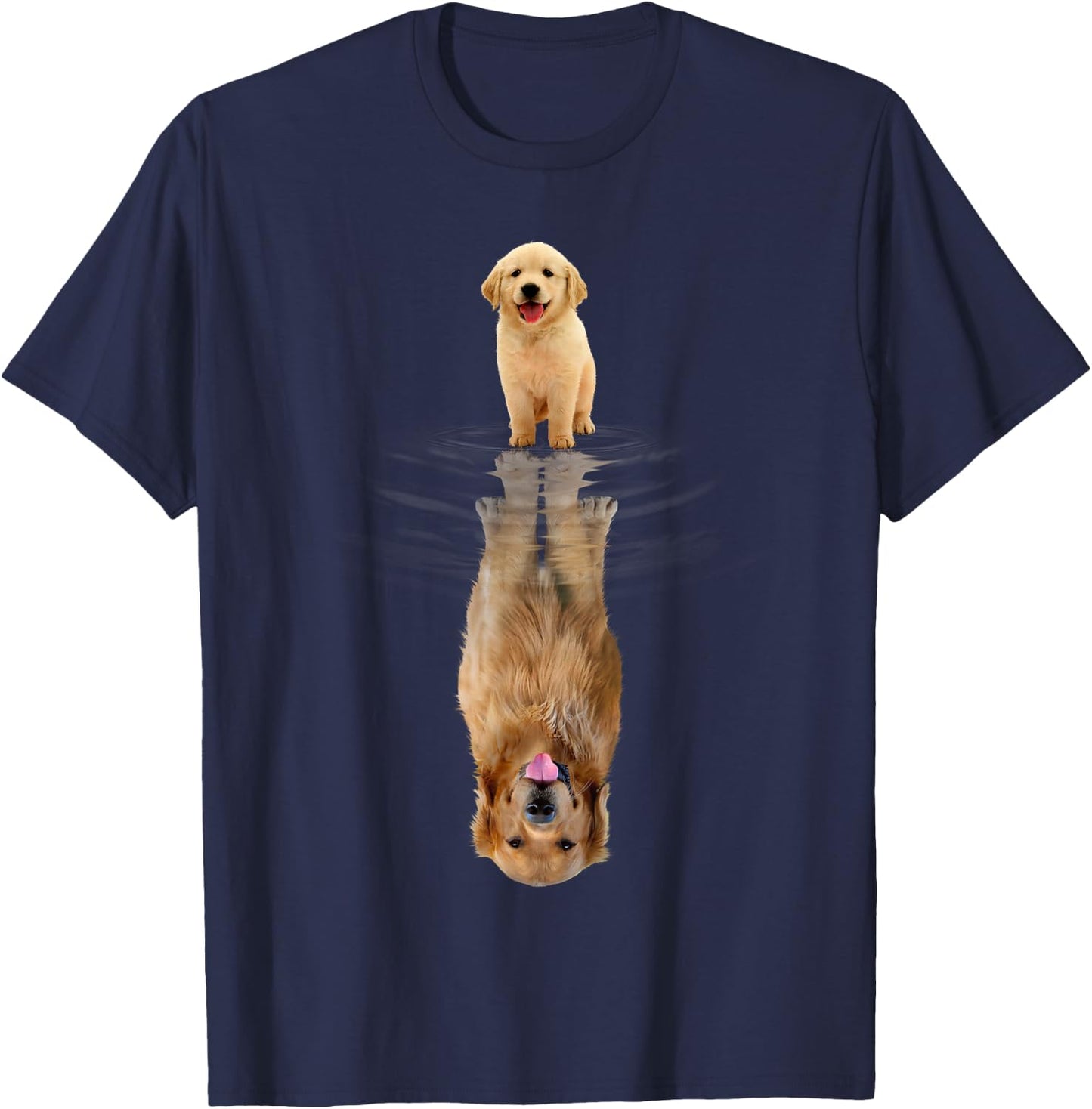 Golden Retriever Puppy Dad Reflection Graphic T-Shirt - T-Shirt | Navy