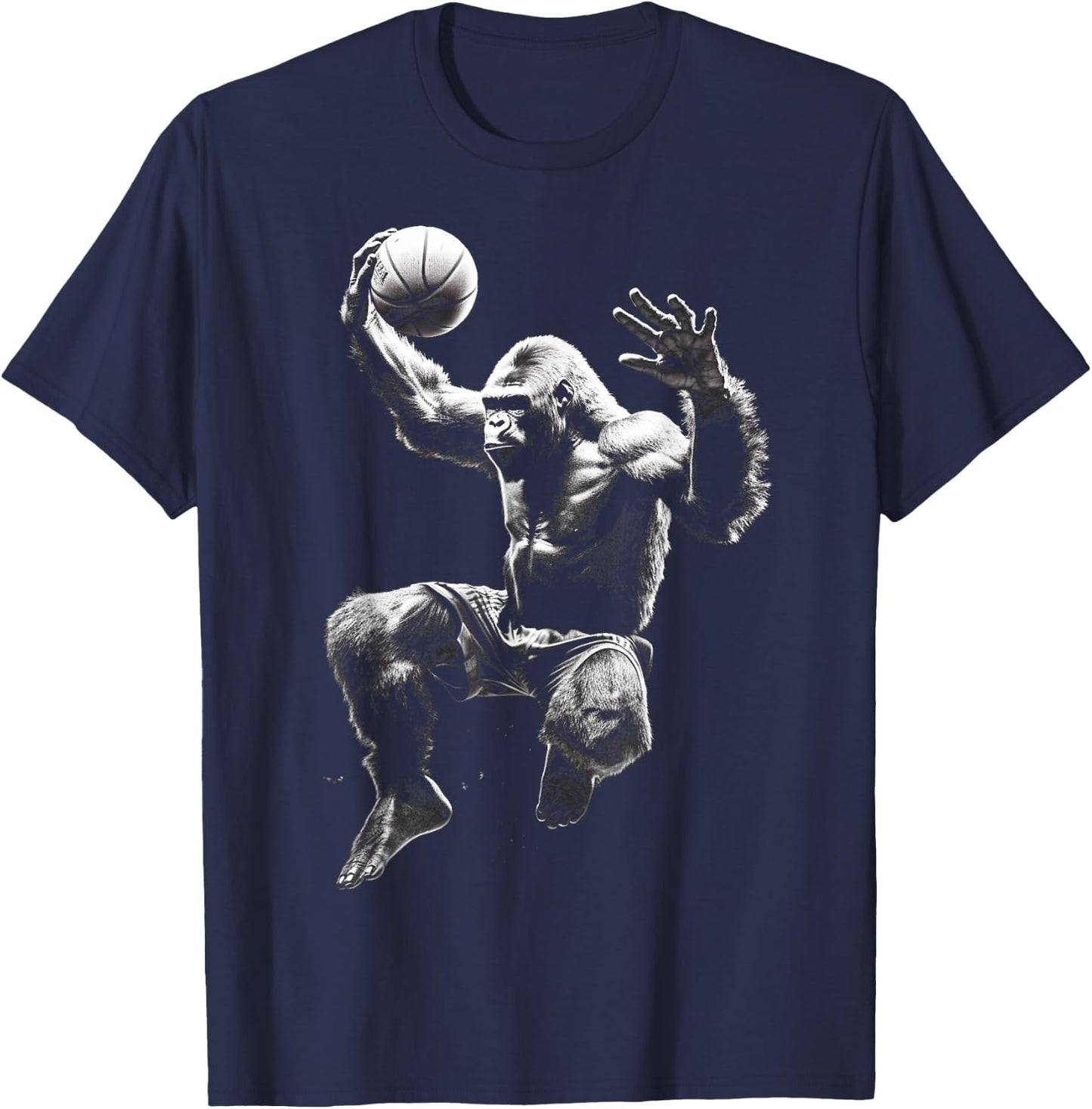 Gorilla Playing Basketball Funny Gorilla Basketball Player T-Shirt - T-Shirt | Navy