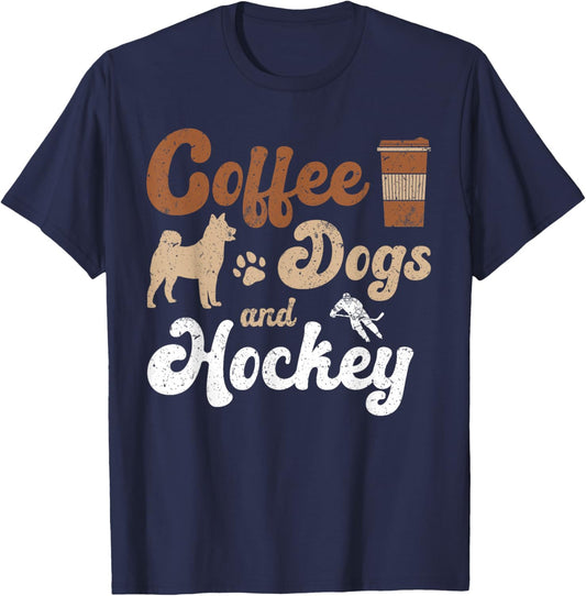 Coffee Dogs Hockey Ice Hockey Player T-Shirt - T-Shirt | Navy