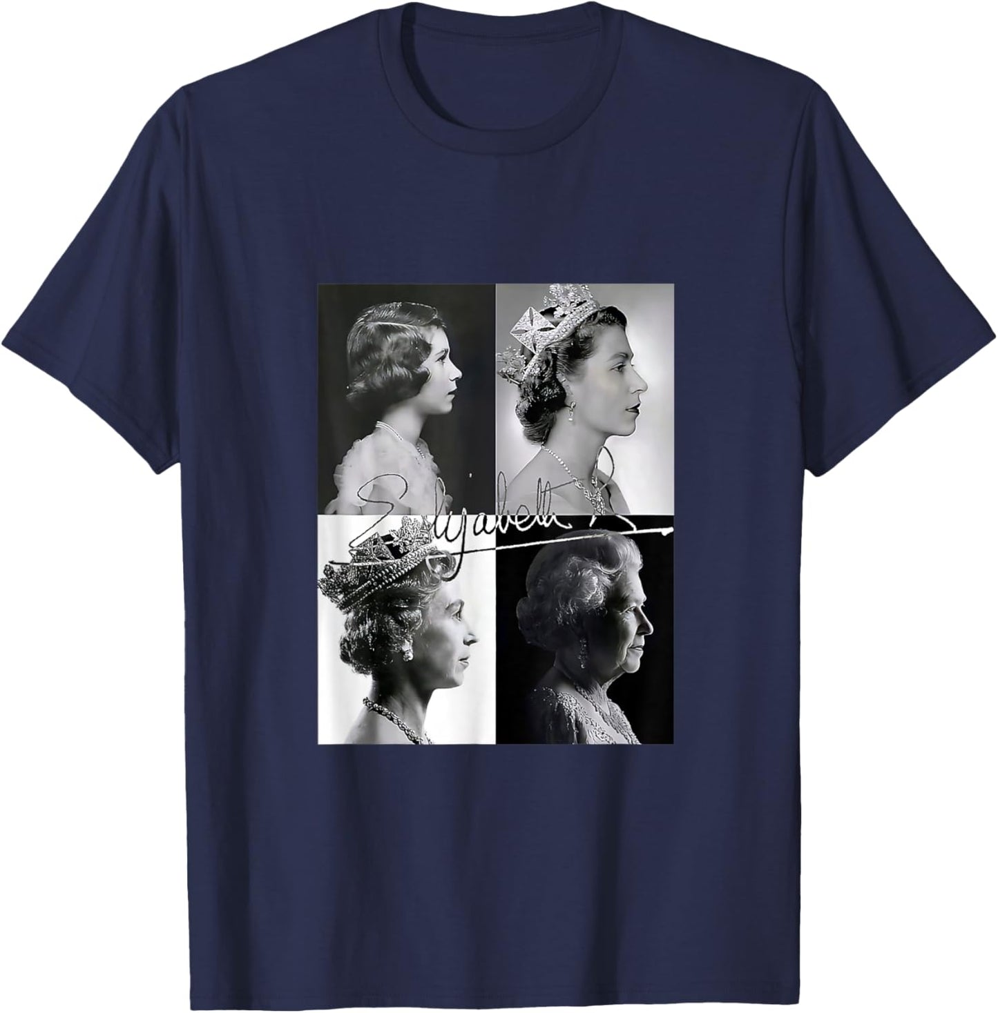 Queen II Elizabeth England Queen of England T-Shirt - T-Shirt | Navy