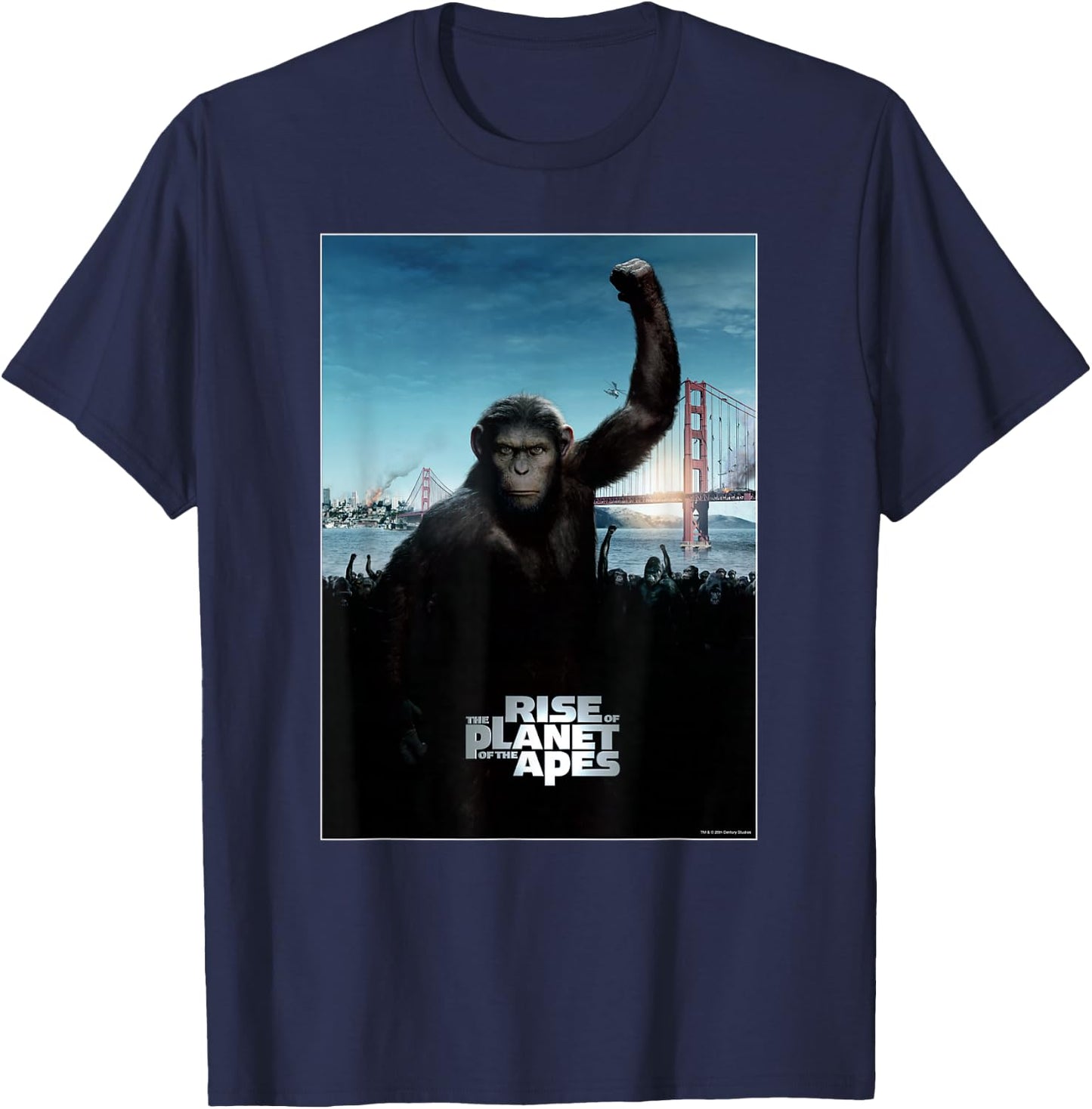 Rise of the Planet of the Apes Caesar Ape Army Movie Poster T-Shirt - T-Shirt | Navy
