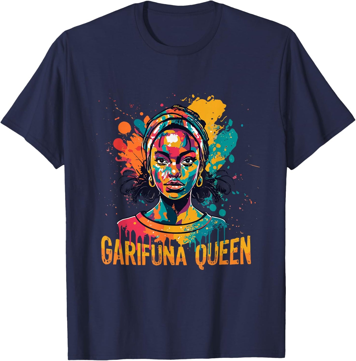 Garifuna Queen Design for Honduras Caribbean Afro Girl Women T-Shirt - T-Shirt | Navy