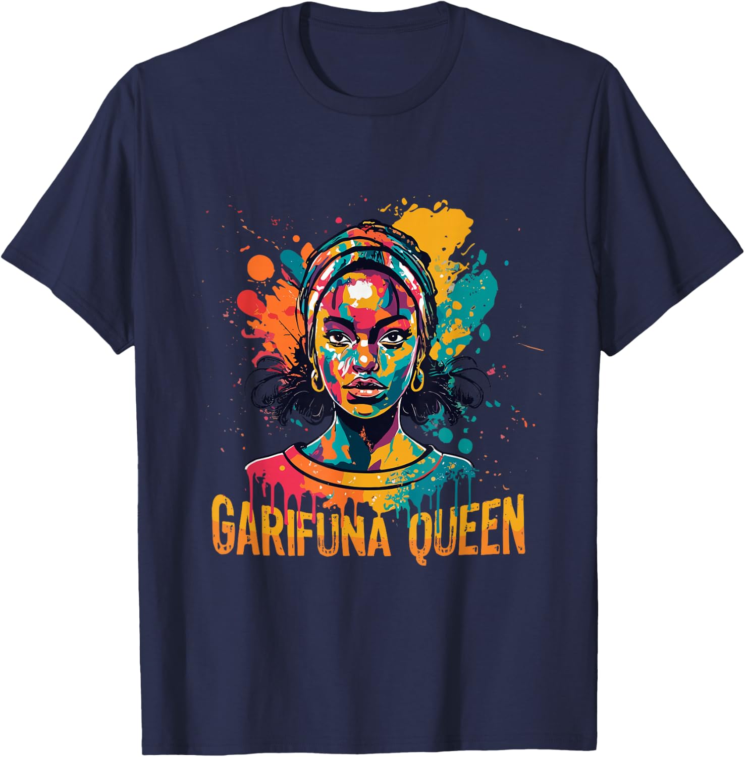 Garifuna Queen Design for Honduras Caribbean Afro Girl Women T-Shirt - T-Shirt | Navy