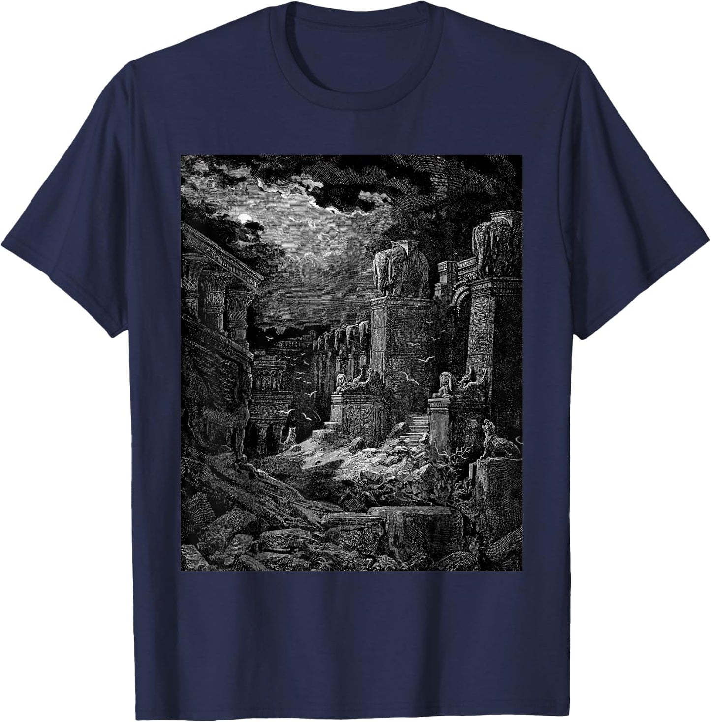 Babylon Fallen Gustave Dore Biblical Art T-Shirt - T-Shirt | Navy