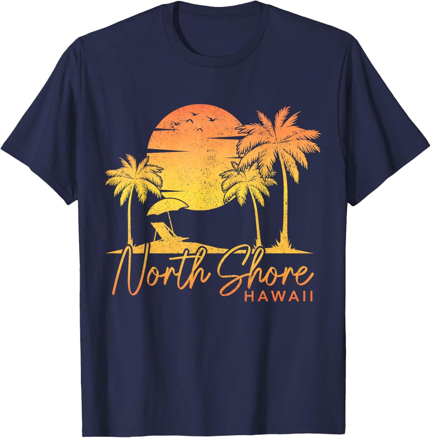 North Shore Beach Hawaii Oahu Surf Vintage Surfer Retro T-Shirt - T-Shirt | Navy