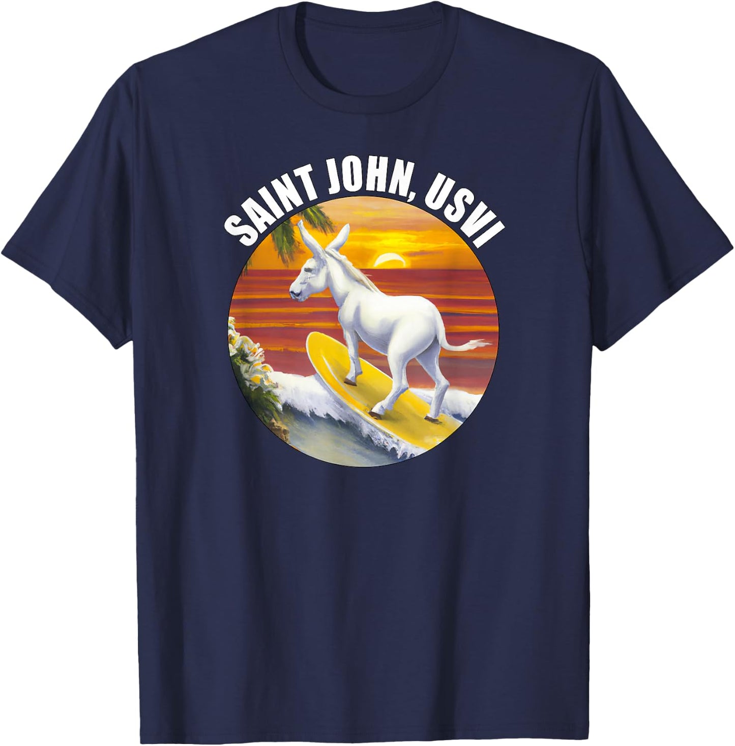 Saint John USVI Funny Surfing Donkey US Virgin Islands T-Shirt - T-Shirt | Navy