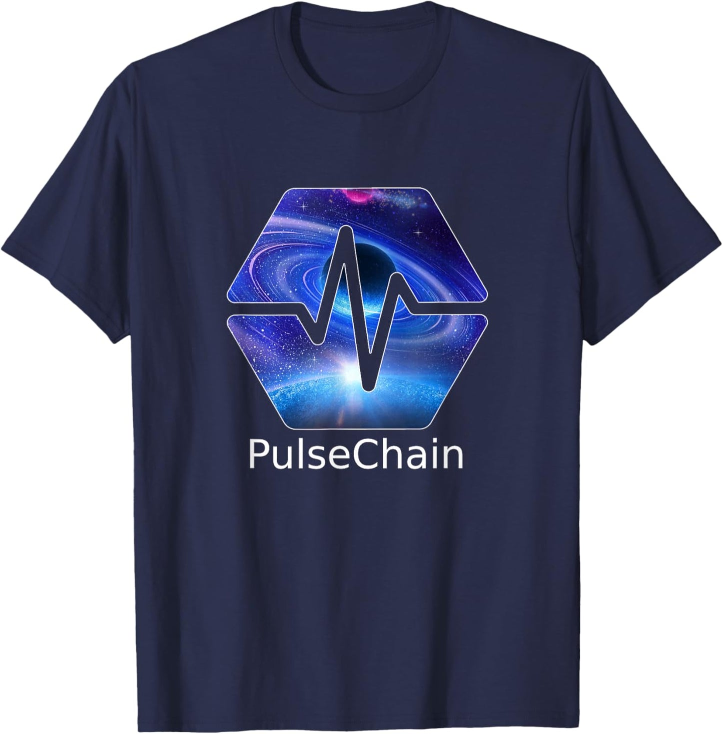 PulseChain PLS Cryptocurrency Crypto HEX Space Galaxy Design T-Shirt - T-Shirt | Navy