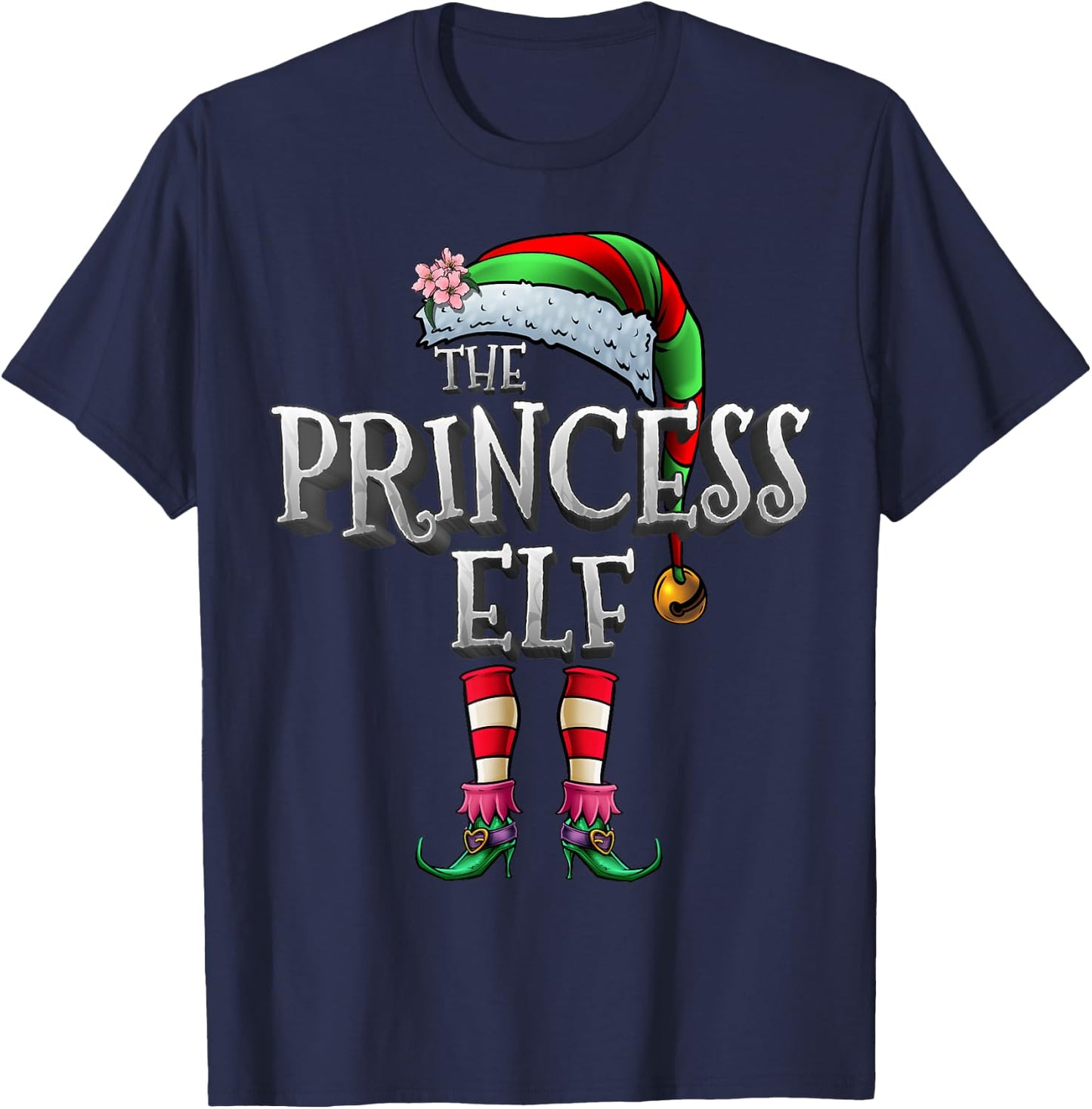 The Princess Elf Shirt Matching Family Funny Christmas Elf T-Shirt - T-Shirt | Navy