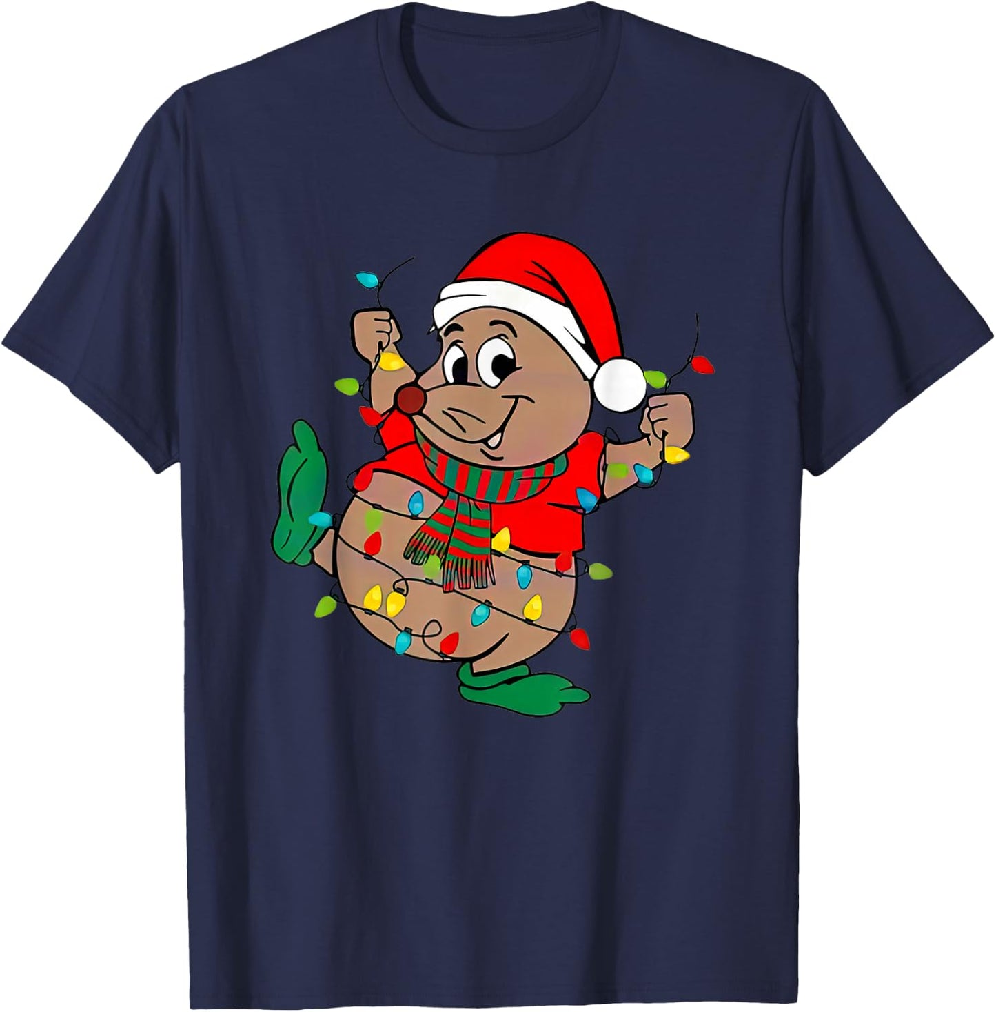 Cute Santa Gus Christmas Lights T-Shirt - T-Shirt | Navy