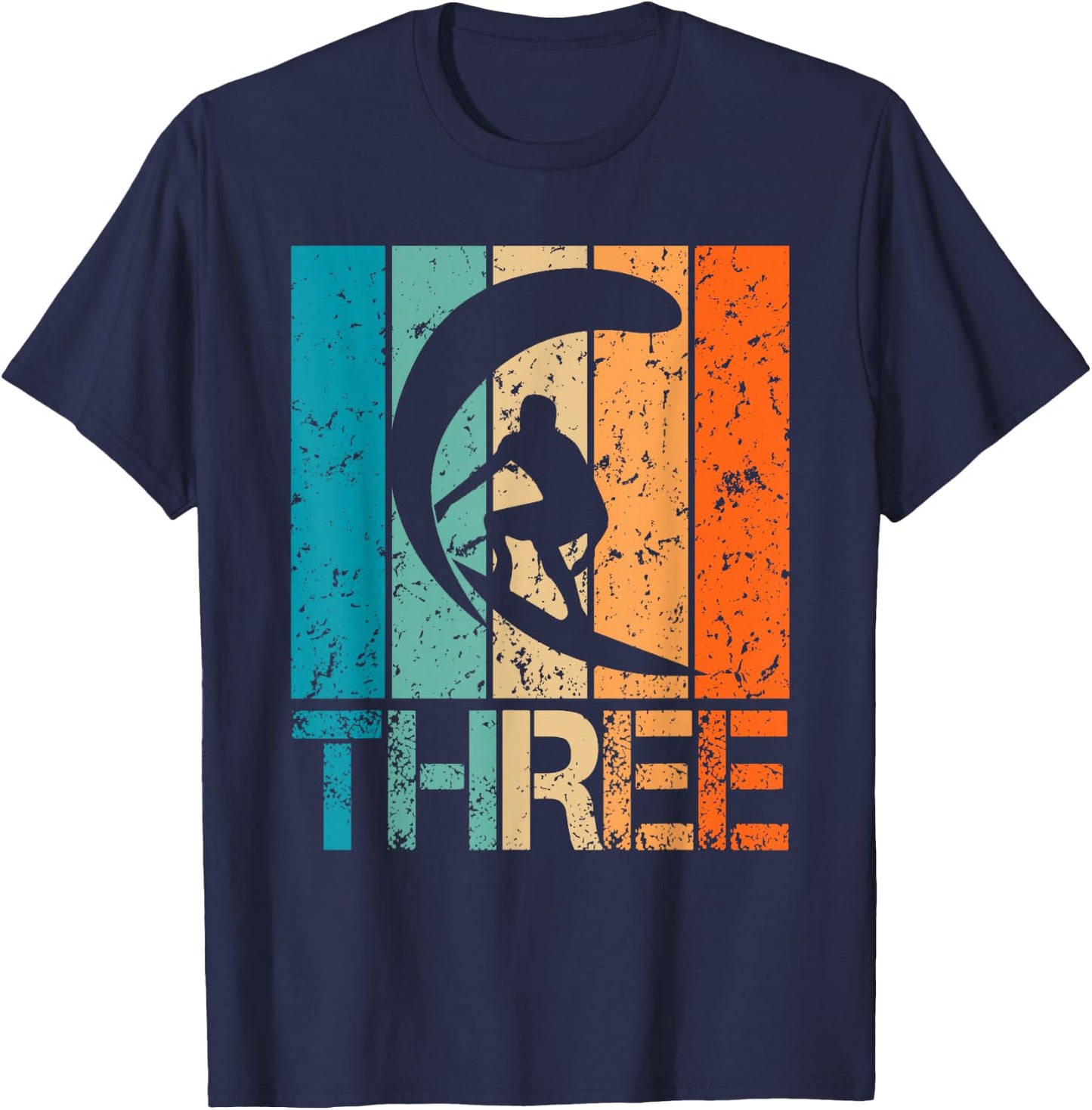 3rd Surfing Birthday 3 Year Old 3yr Boy Girl Birthday Surfer T-Shirt - T-Shirt | Navy