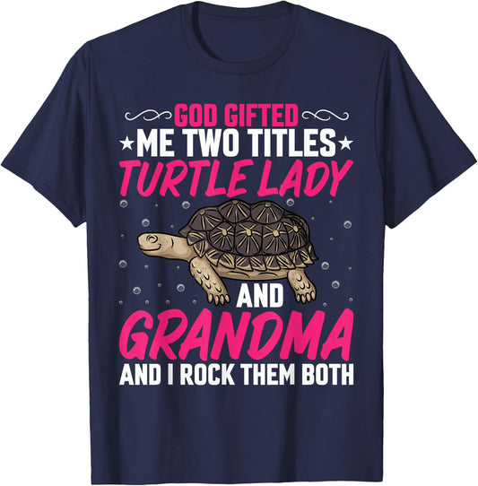 Turtle Lover Grandmom - Turtle Lady and Grandma Sea Tortoise T-Shirt - T-Shirt | Navy