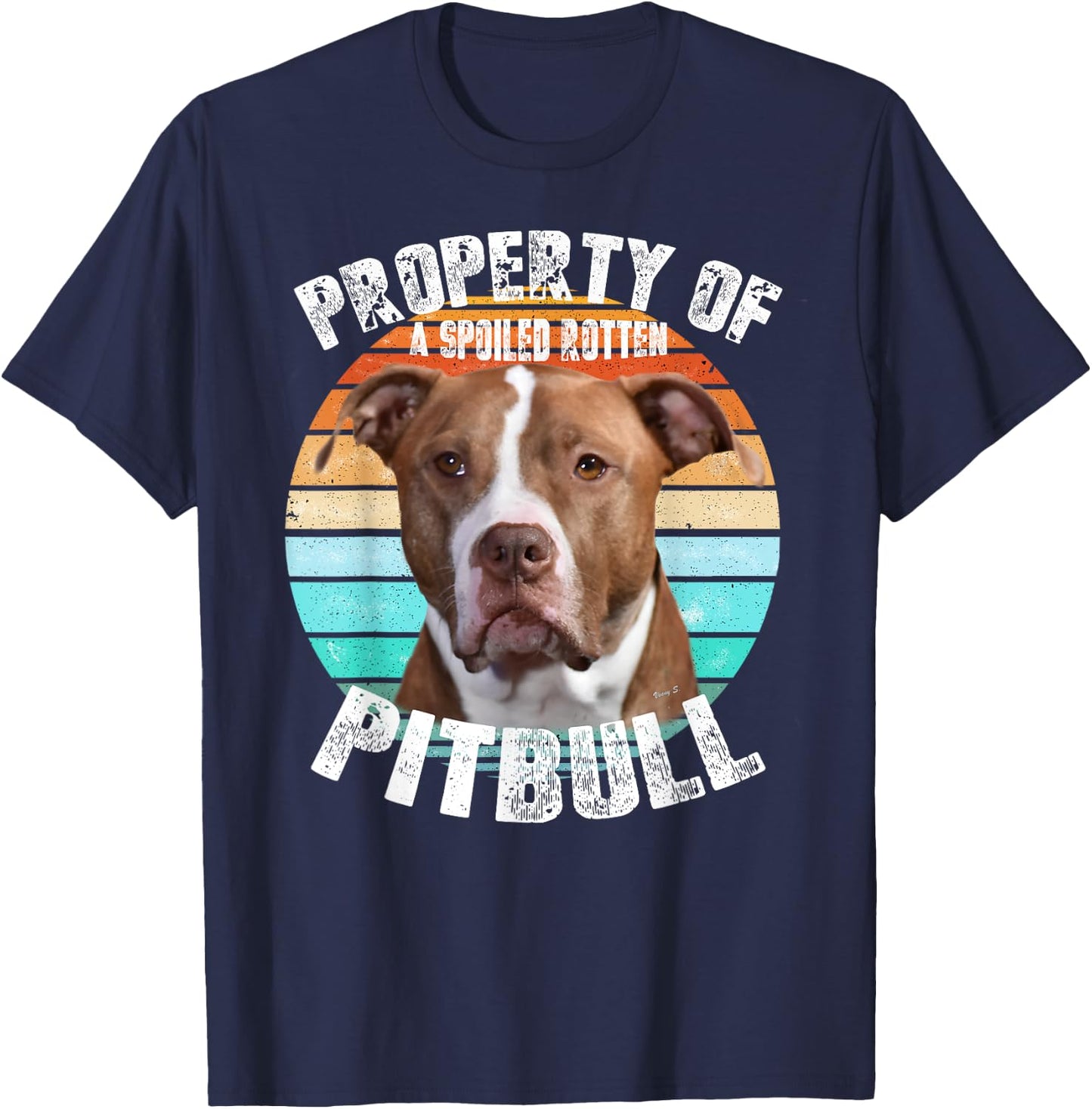 Pit Bull Owner Lover Retro Pitbull T-Shirt - T-Shirt | Navy