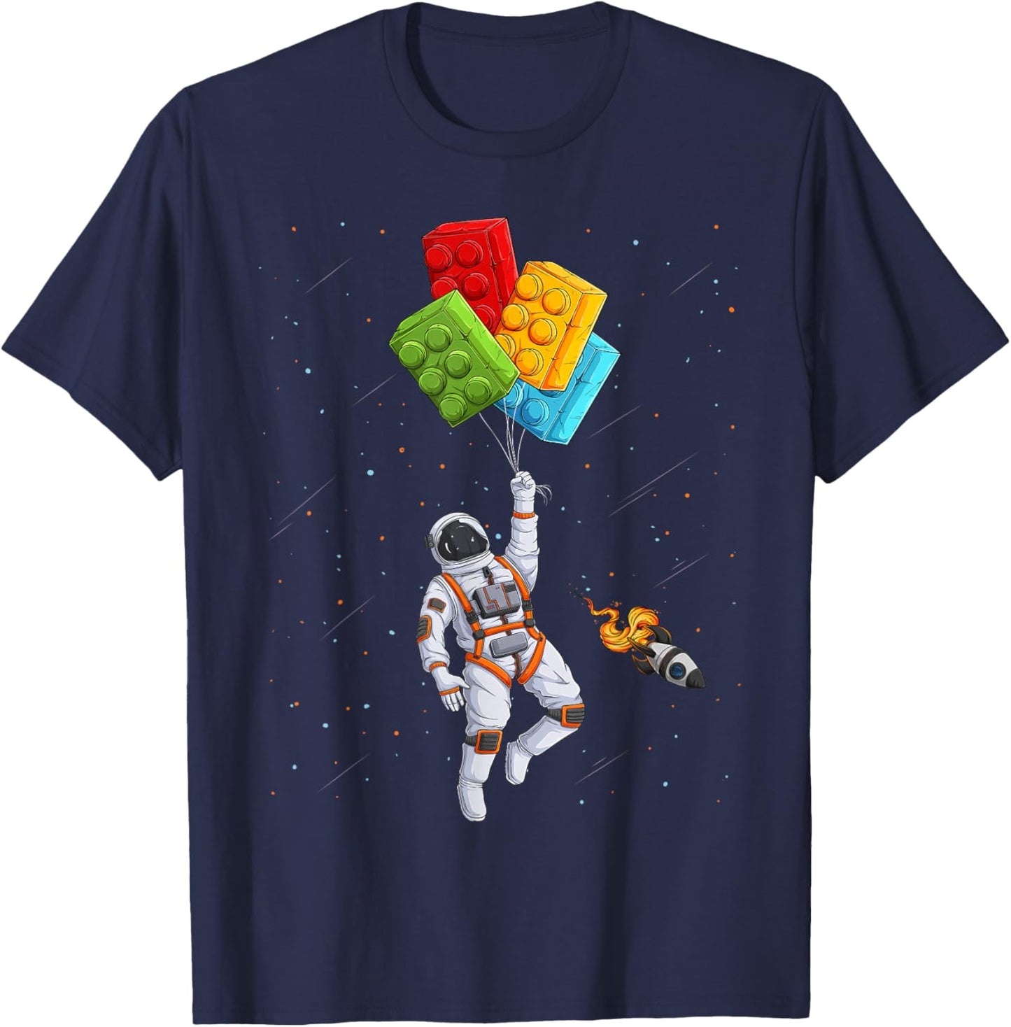 Space Astronaut Master Builder Funny Building Blocks Bricks T-Shirt - T-Shirt | Navy