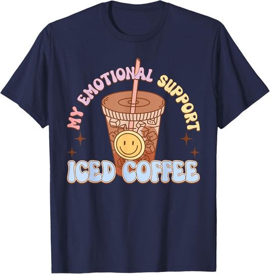 My Emotional Support Iced Coffee Mental Health Matters T-Shirt - T-Shirt | Navy