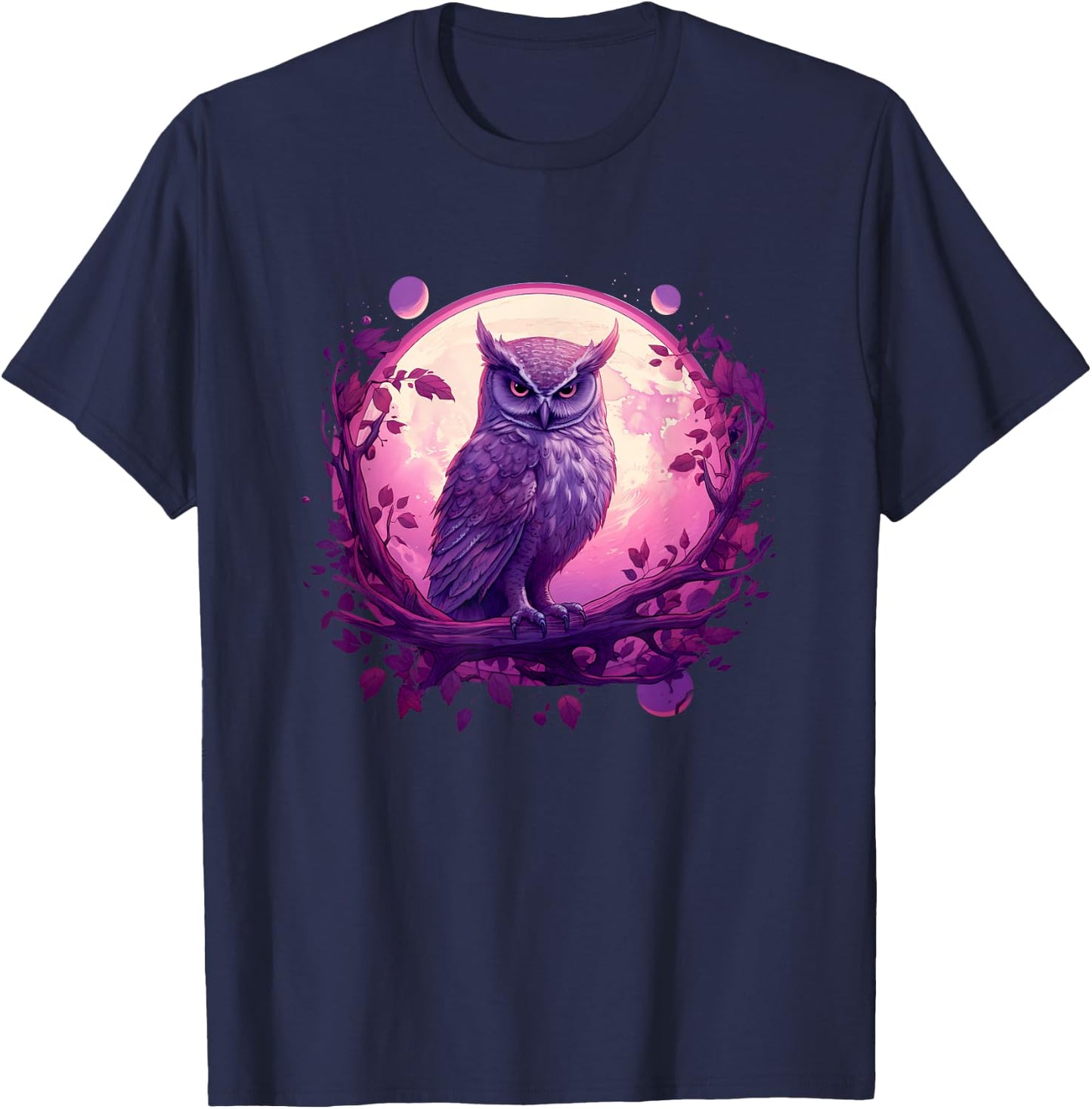 Full Moon Owl Pink Purple Dream Catcher Women Cute Kid T-Shirt - T-Shirt | Navy