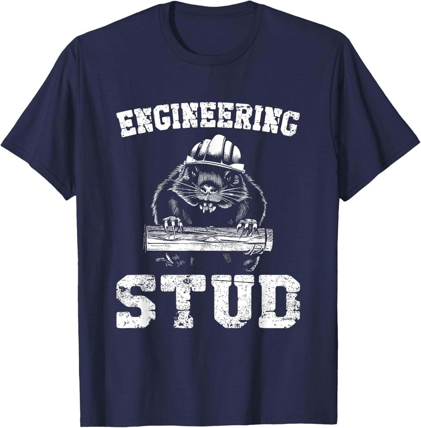 Engineering Stud Beaver - Funny Vintage Engineer Student T-Shirt - T-Shirt | Navy