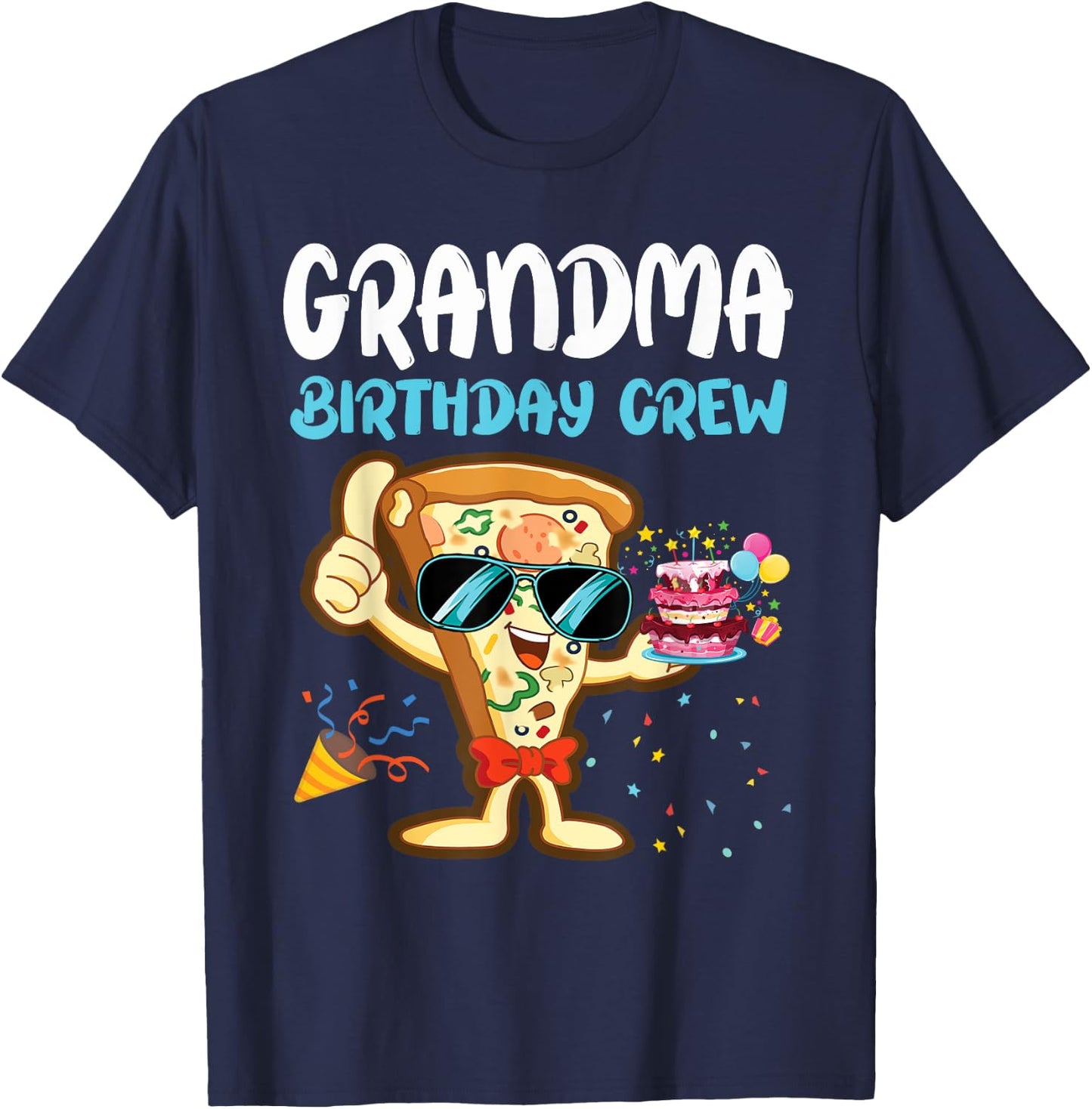 Grandma Birthday Crew Pizza Lover Party Boys Kid Girls Theme T-Shirt - T-Shirt | Navy