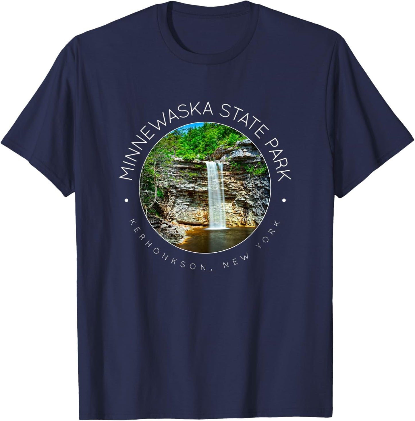 Minnewaska State Park Preserve, New York State, Waterfall T-Shirt - T-Shirt | Navy