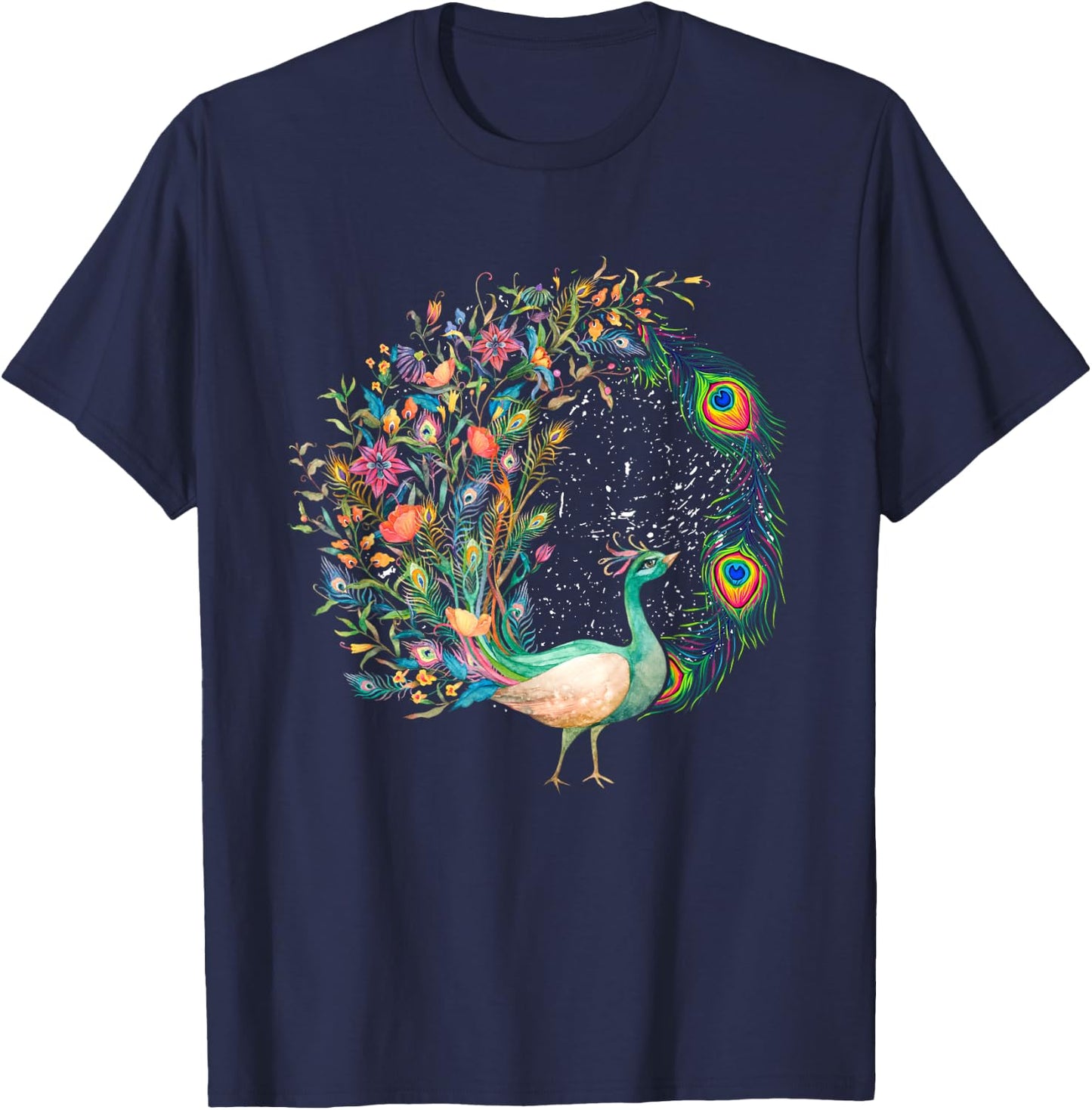 Beautiful Peacock | Colorful Bird | Peacock Feathers T-Shirt - T-Shirt | Navy