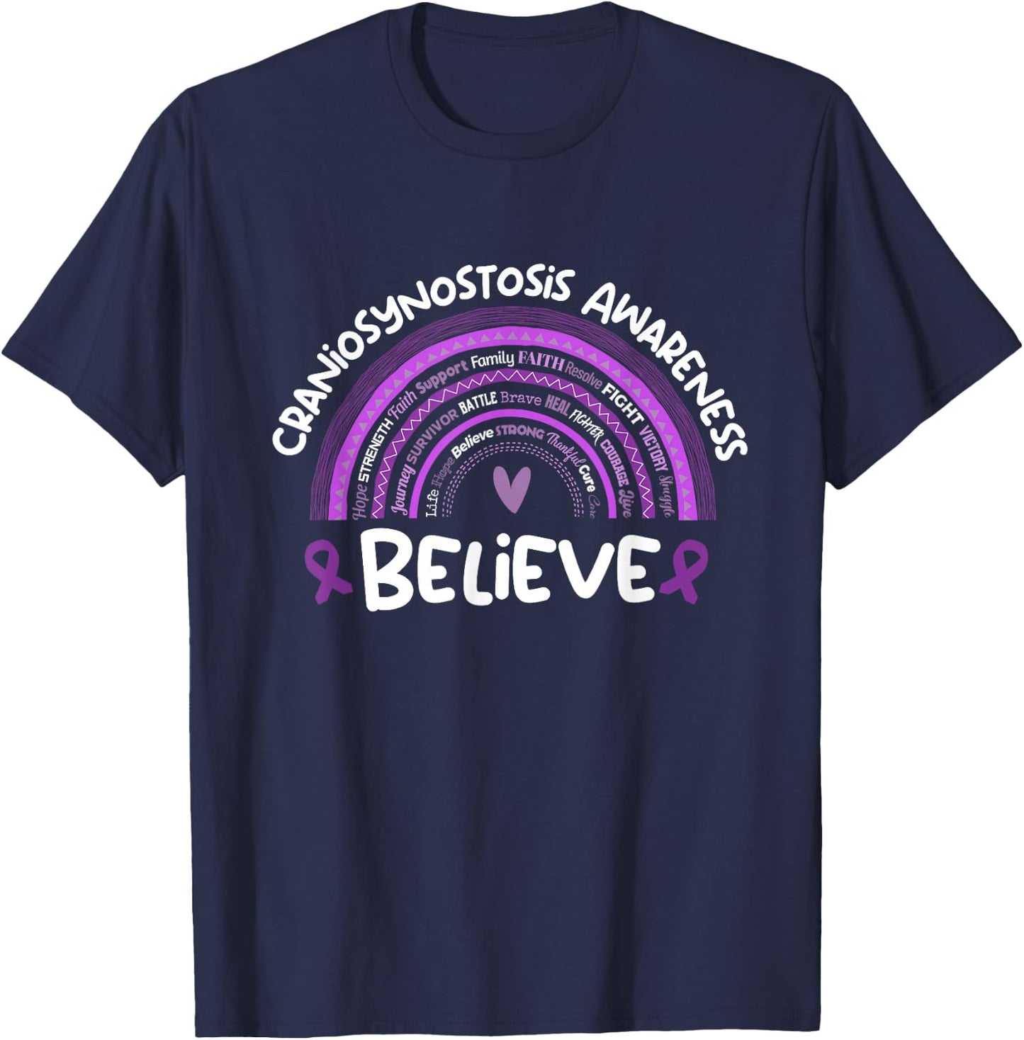 Believe | Craniosynostosis Awareness Month T-Shirt - T-Shirt | Navy