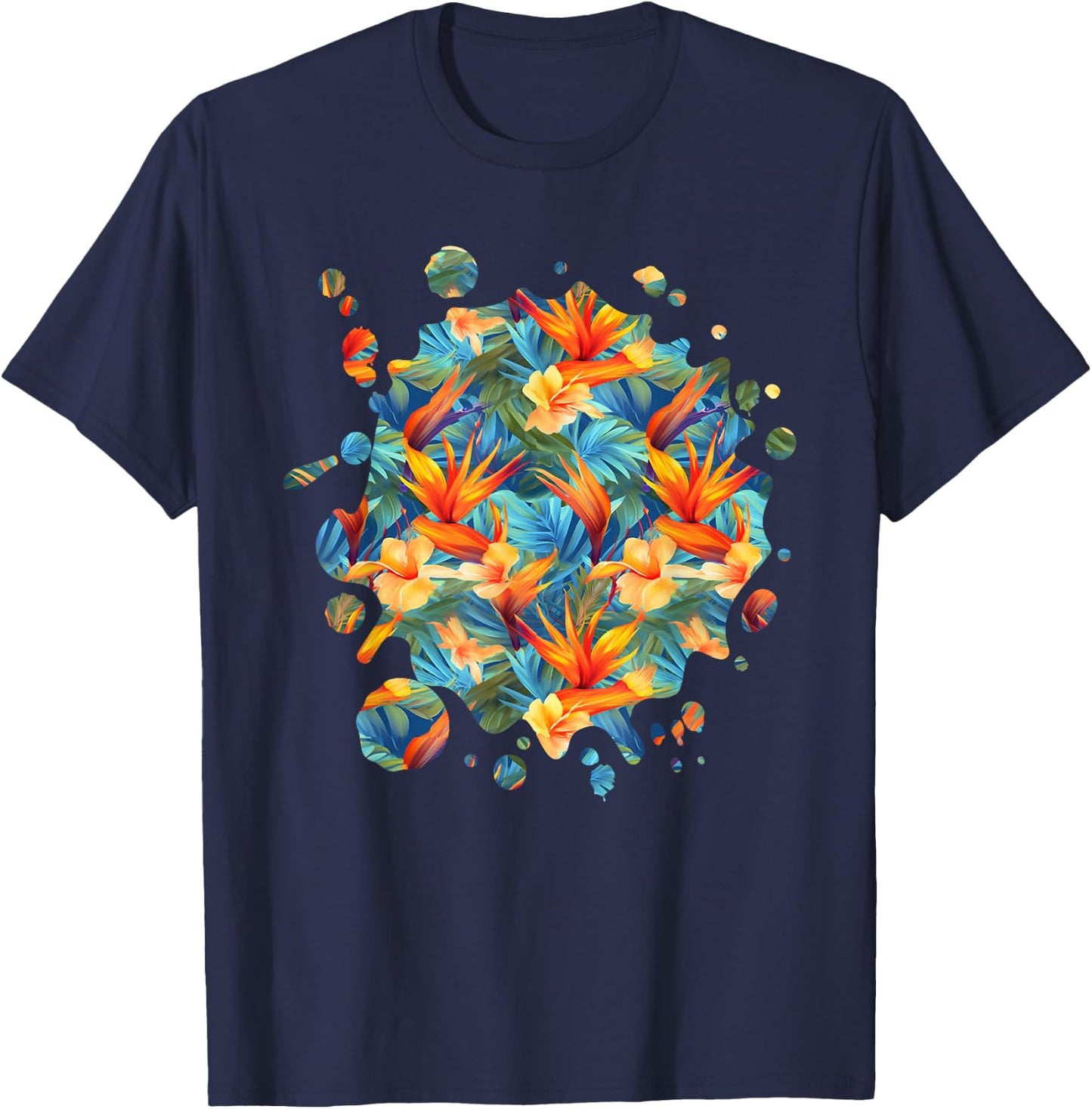 Cute Bird of Paradise Inspired Flower Plant Lover Gardener T-Shirt - T-Shirt | Navy