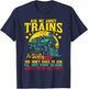 Ask Me About Trains - Model Train Lover Railroad Conductor T-Shirt - T-Shirt | Navy
