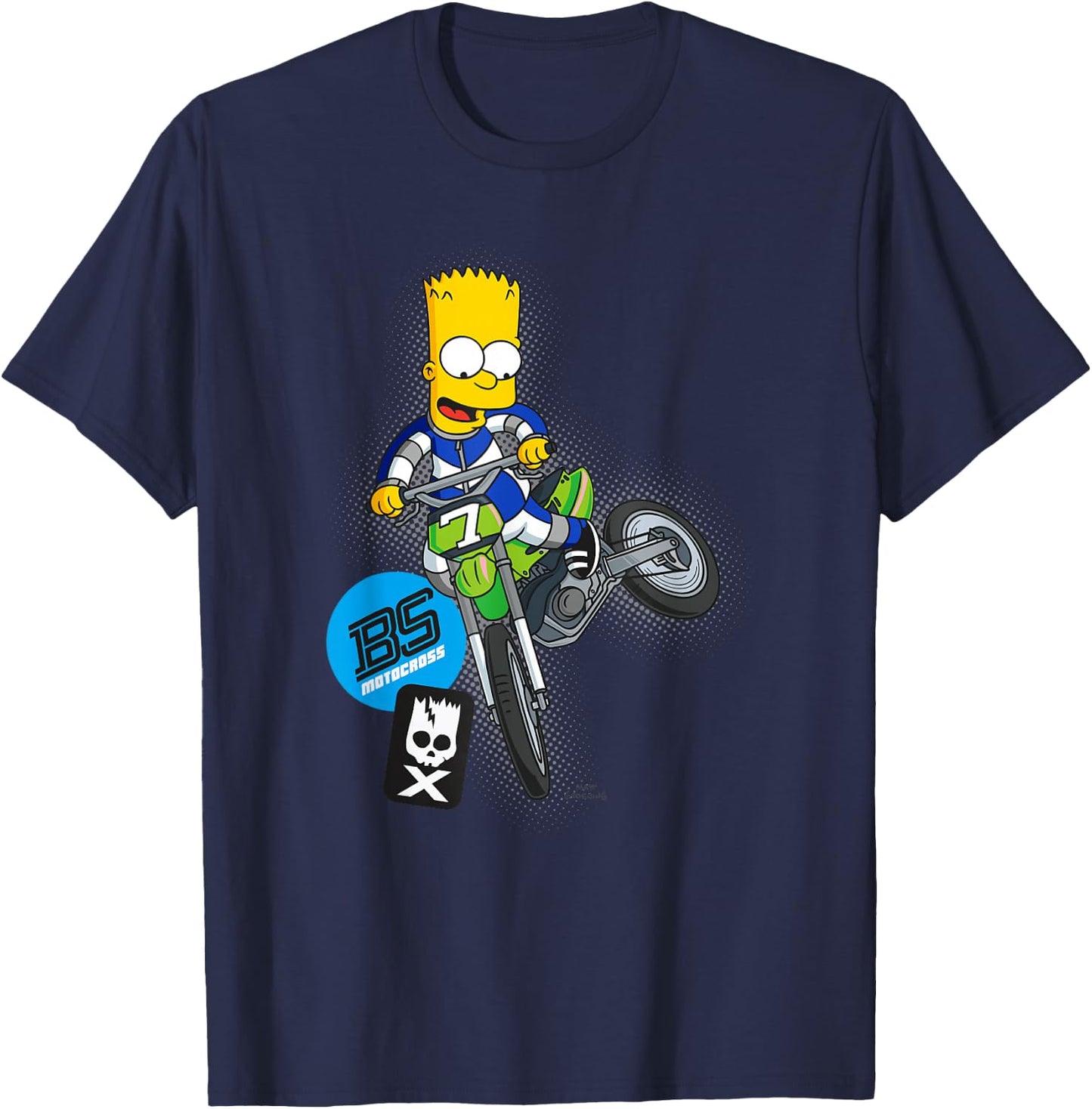 The Simpsons Bart Simpson BMX Motocross Racing C2 T-Shirt - T-Shirt | Navy