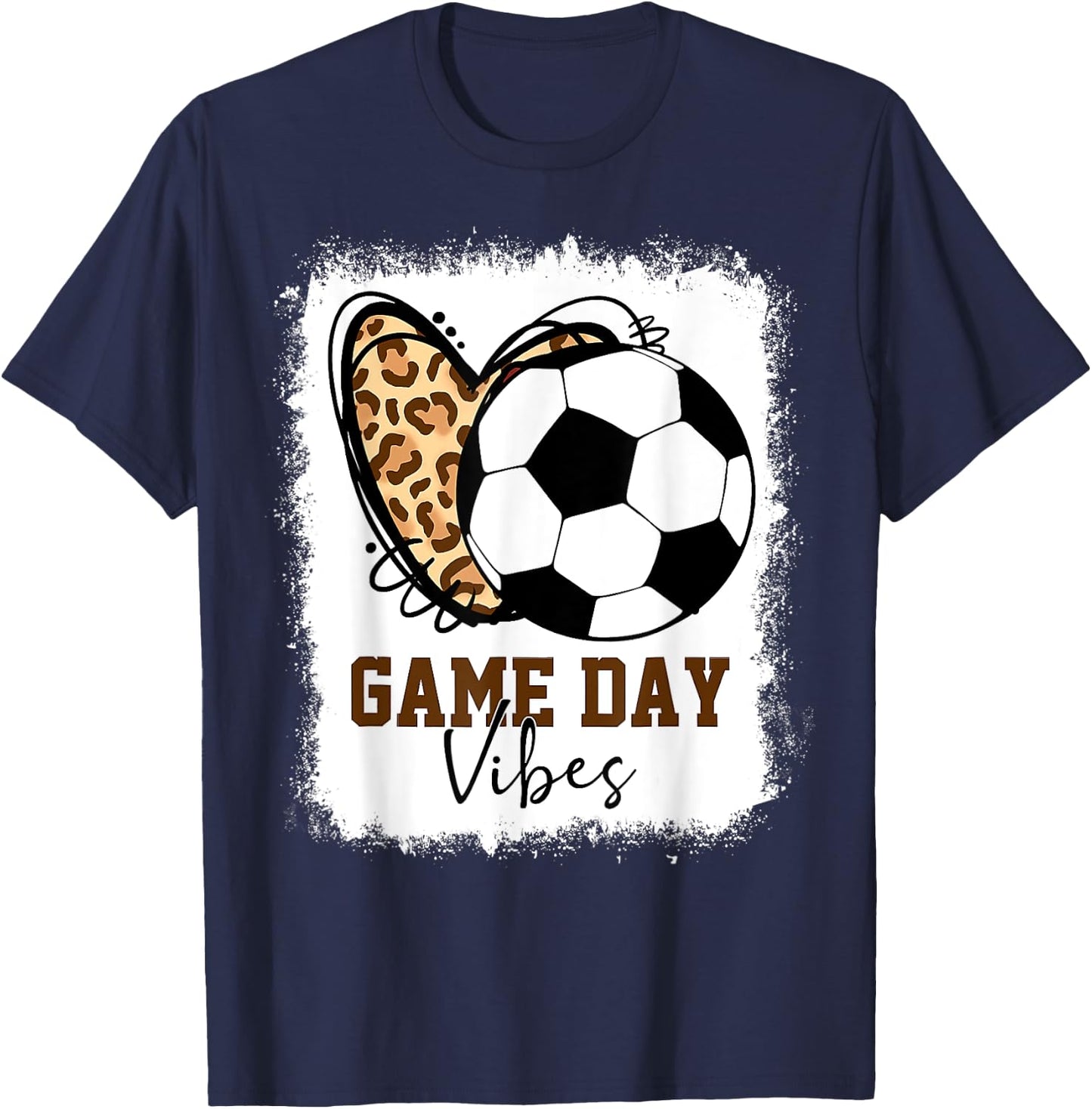 Bleached Soccer Game Day Vibes Soccer Mom Game Day Season T-Shirt - T-Shirt | Navy
