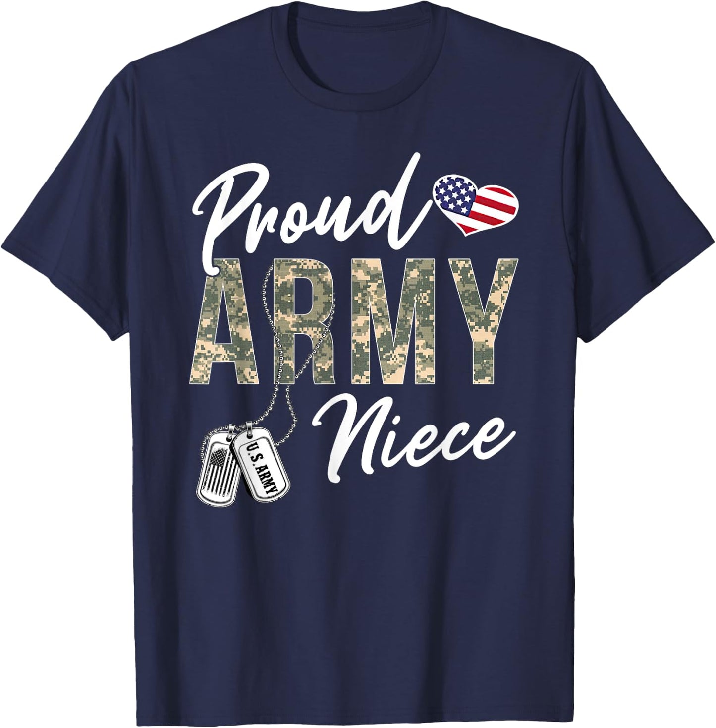 Proud Army Niece Army Graduation Niece US Army Niece Gifts T-Shirt - T-Shirt | Navy