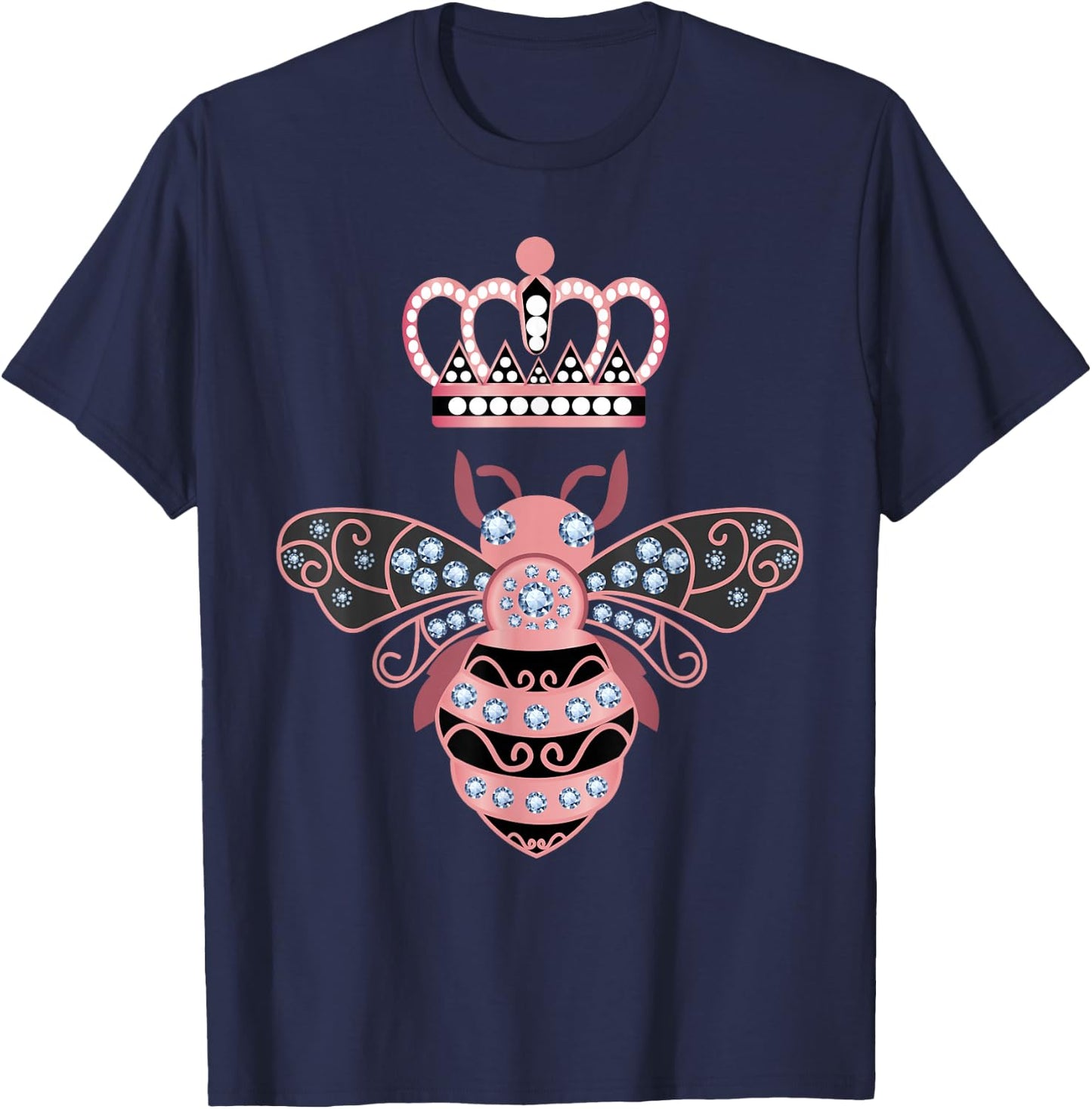 Queen Bee Crown Women Men Girls Hive Beekeeping Bee Women T-Shirt - T-Shirt | Navy