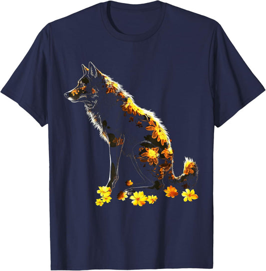 Wolf Lover Artwork | Animal Motif Wolf T-Shirt - T-Shirt | Navy