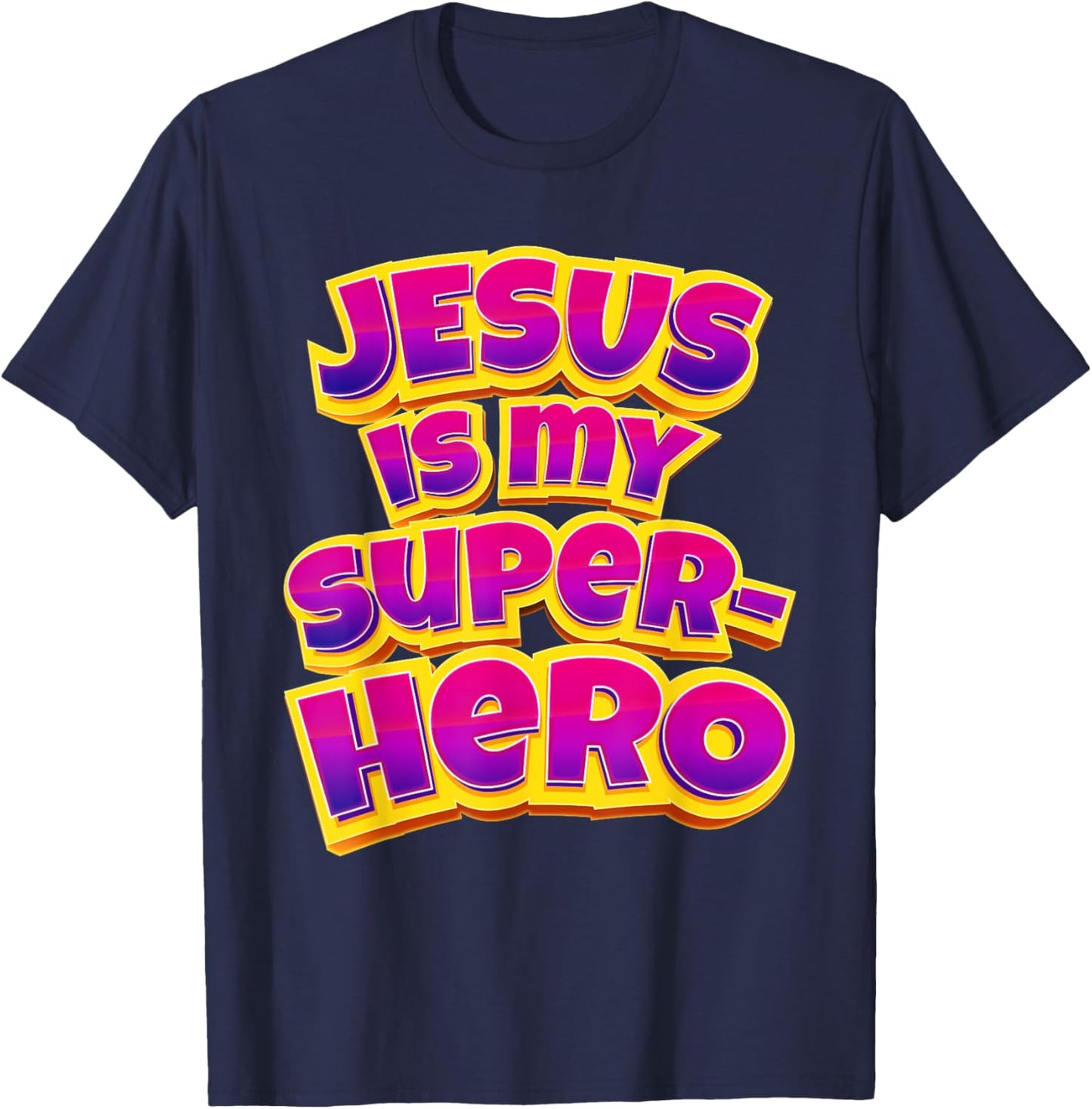 Jesus is My Superhero – Women & Girls Christian Faith Comic T-Shirt - T-Shirt | Navy