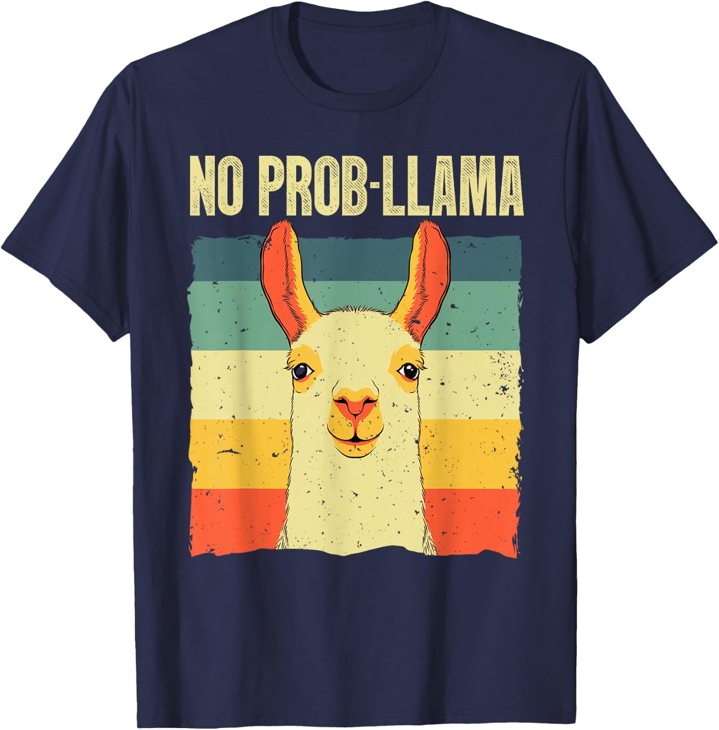 Cool Llama Women No Prob Llama Alpaca Farming Animal T-Shirt - T-Shirt | Navy