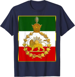 Iran's flag with a golden lion and sun T-Shirt - T-Shirt | Navy