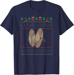 All I Want For Christmas Is A Cymbal Musician Ugly Sweater T-Shirt - T-Shirt | Navy