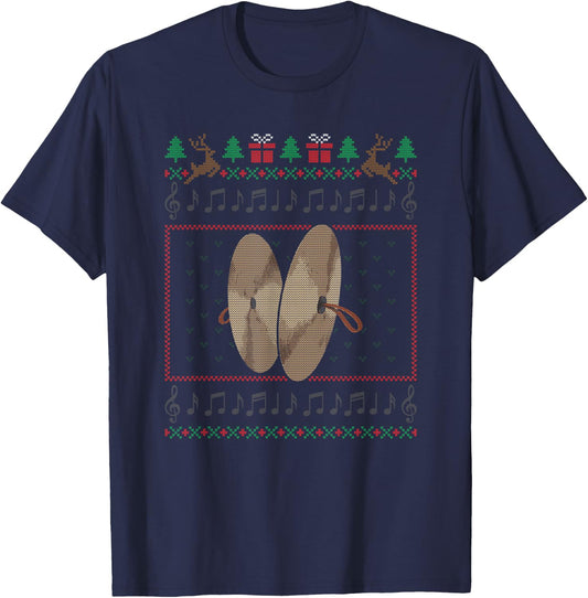 All I Want For Christmas Is A Cymbal Musician Ugly Sweater T-Shirt - T-Shirt | Navy