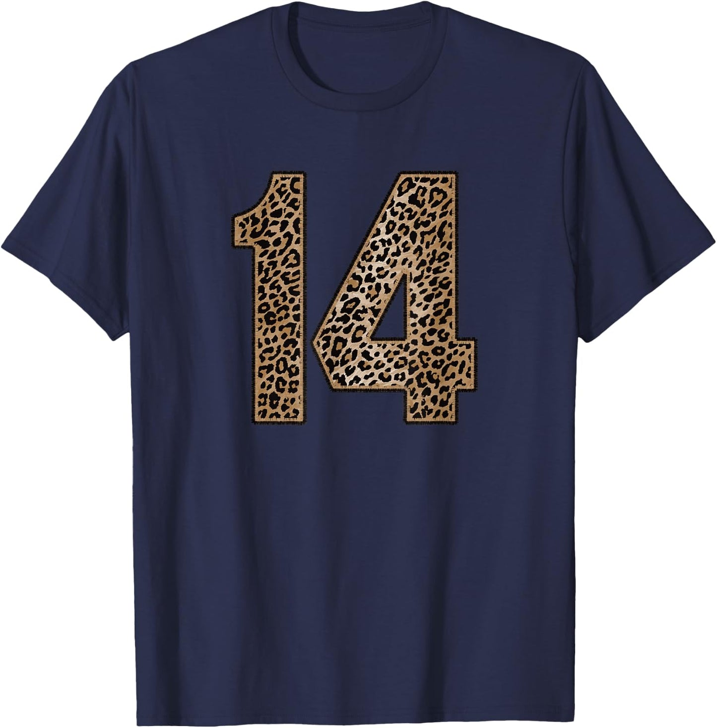 Leopard Number 14 Athlete Sports Jersey Supporter Fanwear T-Shirt - T-Shirt | Navy