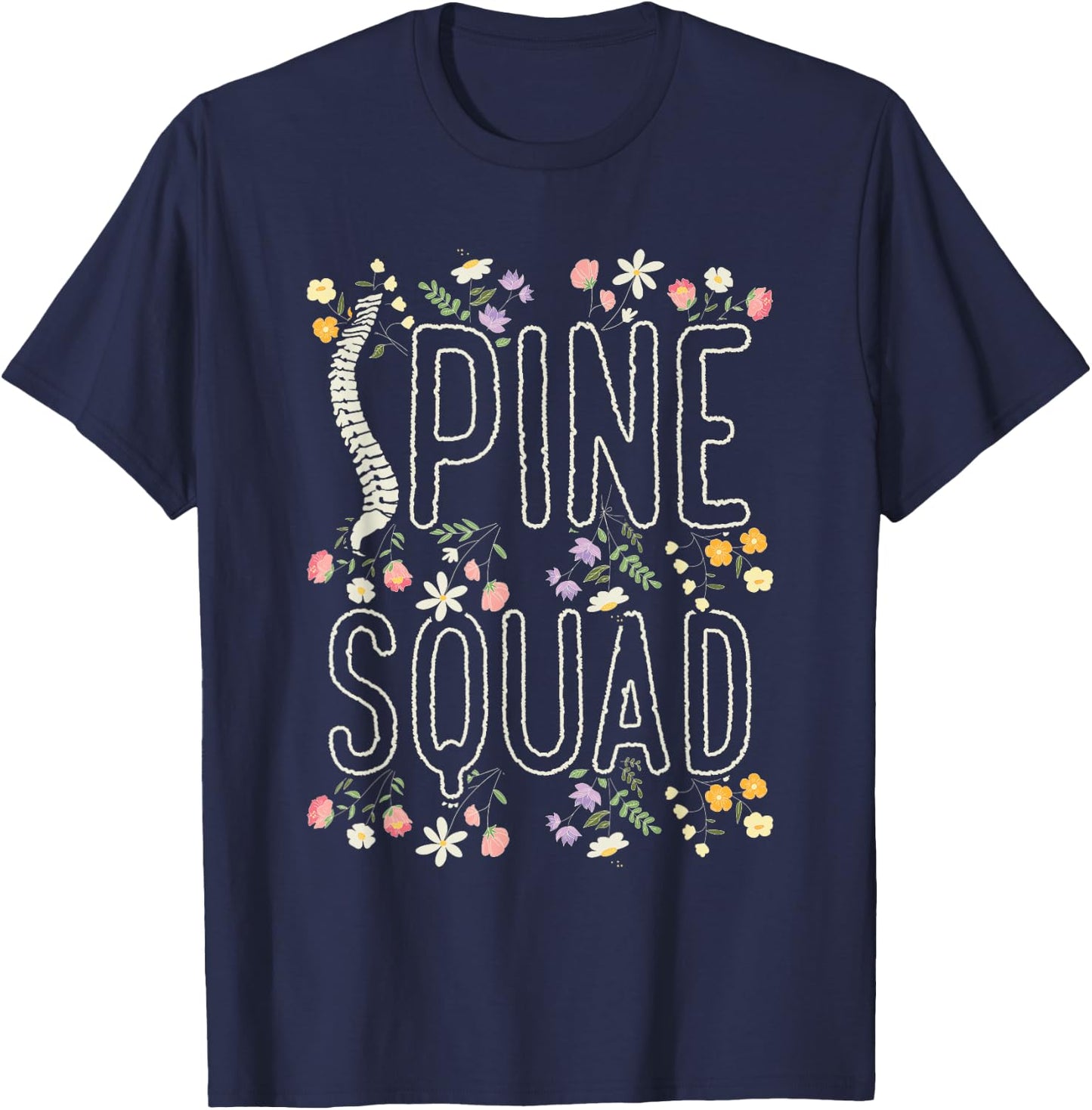 Orthopedic Nurse Floral Orthopedic Spine Squad T-Shirt - T-Shirt | Navy