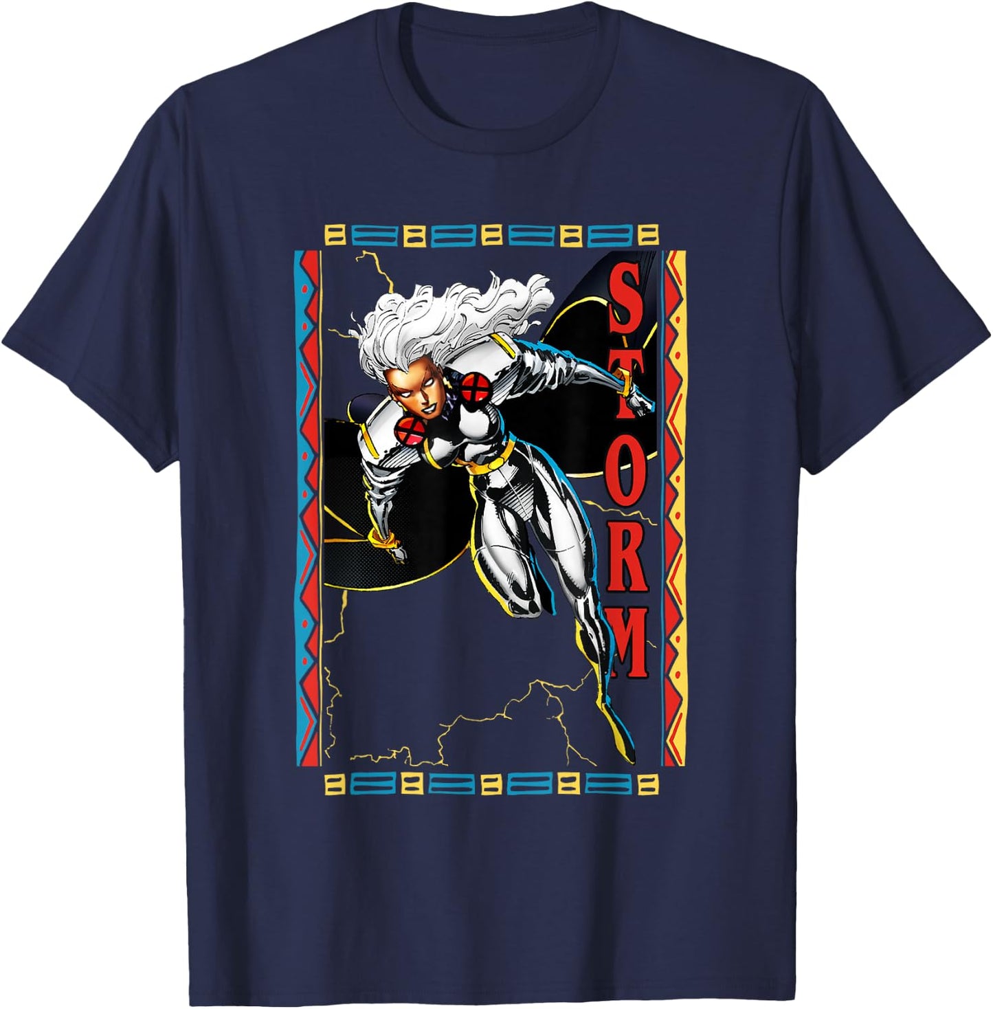 Marvel X-Men Storm Tribal Style Frame Epic Portrait T-Shirt - T-Shirt | Navy