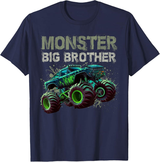 Monster Truck Big Brother Family Matching Truck Lovers Gift T-Shirt - T-Shirt | Navy