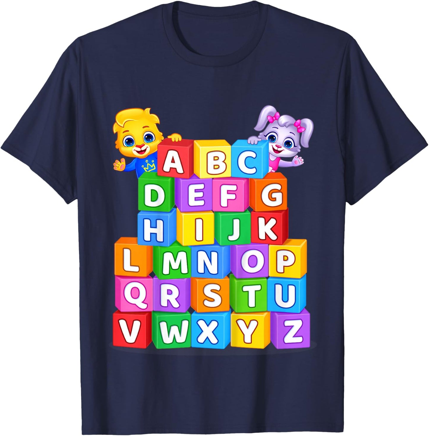 Colorful Alphabet Letters A to Z for Kids by Lucas & Friends T-Shirt - T-Shirt | Navy