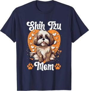 Shih Tzu Hsi Shih dog Pet Dog Breed Shih Tzu Mom Men Women Girls Kids T-Shirt - T-Shirt | Navy