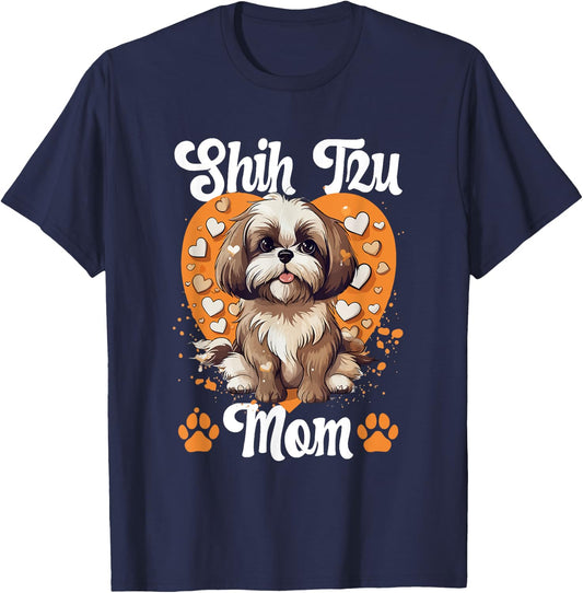 Shih Tzu Hsi Shih dog Pet Dog Breed Shih Tzu Mom Men Women Girls Kids T-Shirt - T-Shirt | Navy