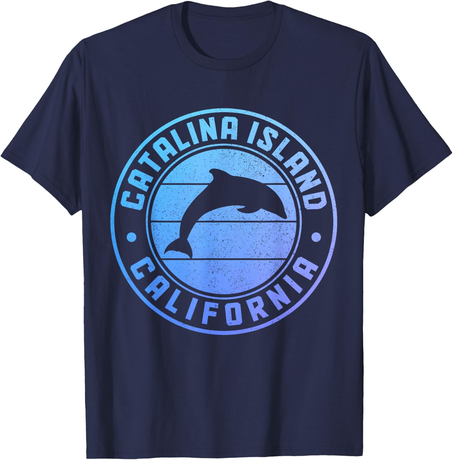 Catalina Island Dolphin Vintage California T-Shirt - T-Shirt | Navy